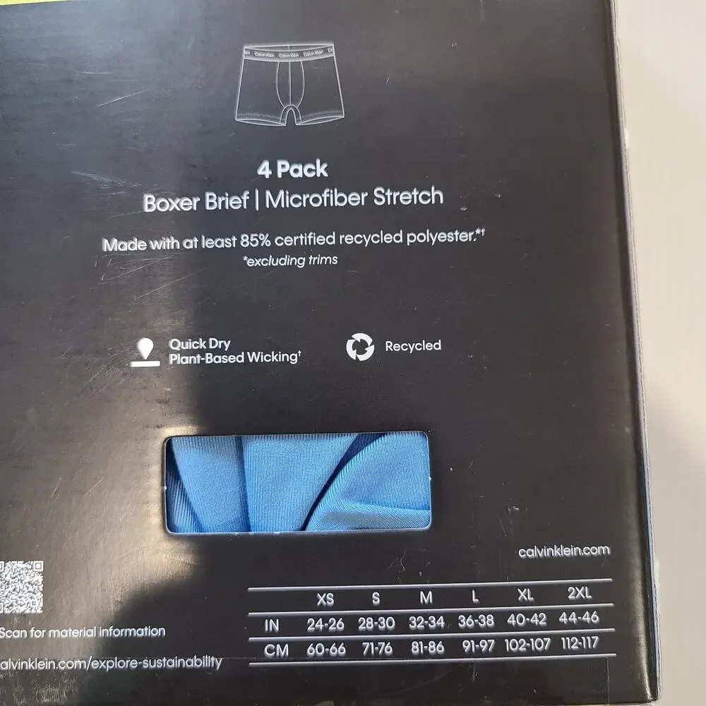 NWT Calvin Klein Men's Boxer Brief Microfiber Stretch Size XL 4 Pack Blue/Black